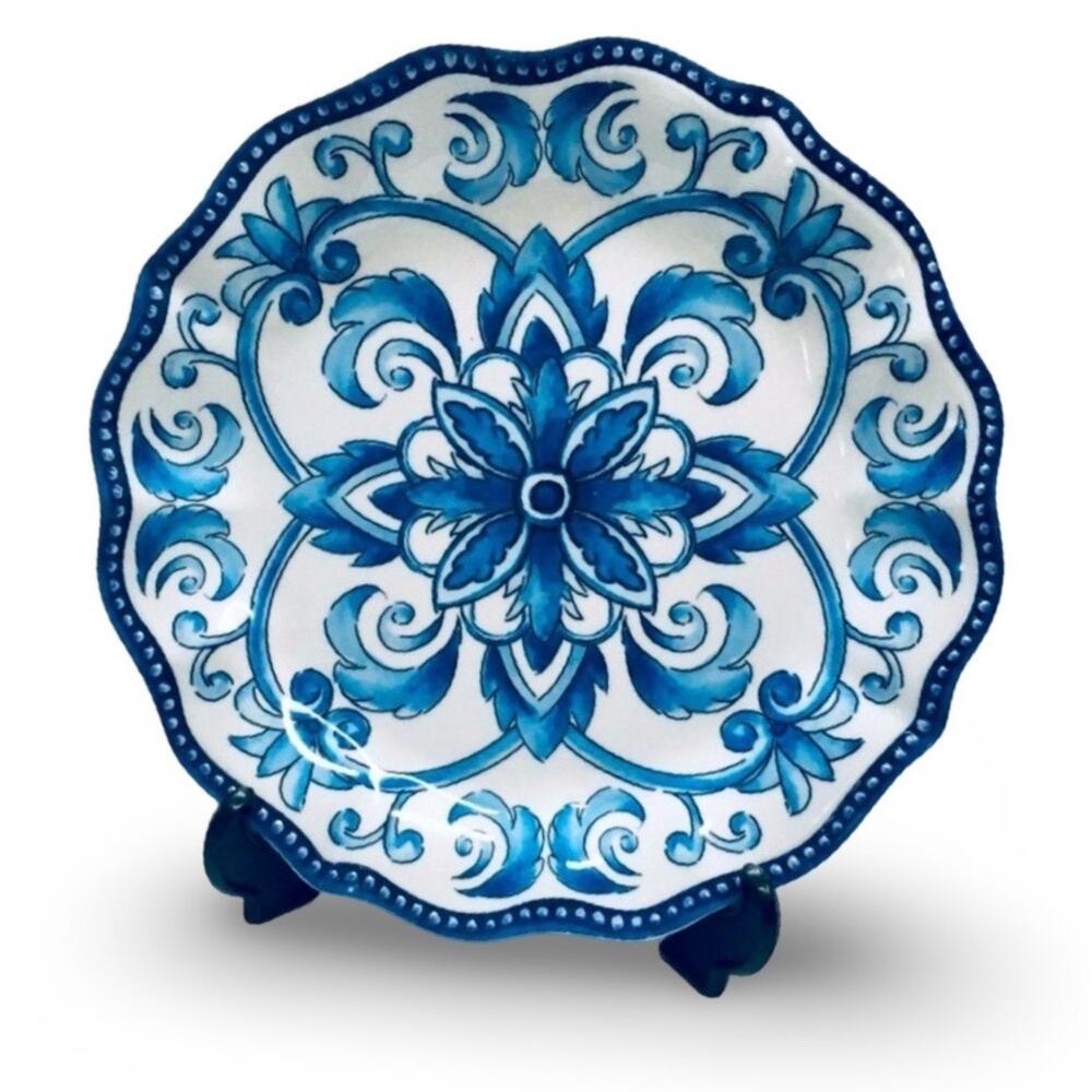 Molded Plastic Blue Decor Salad or Desert Plate